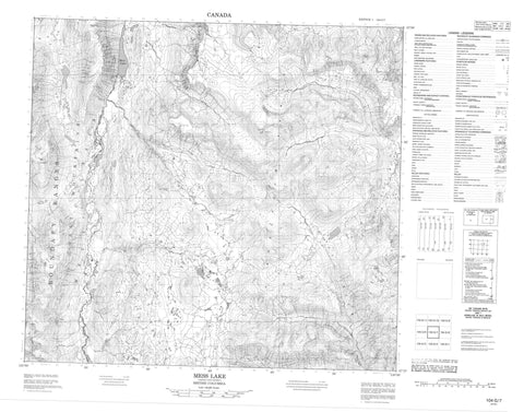 104G07 Mess Lake Canadian topographic map, 1:50,000 scale