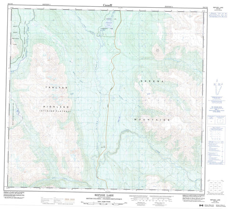 104G08 Refuge Lake Canadian topographic map, 1:50,000 scale