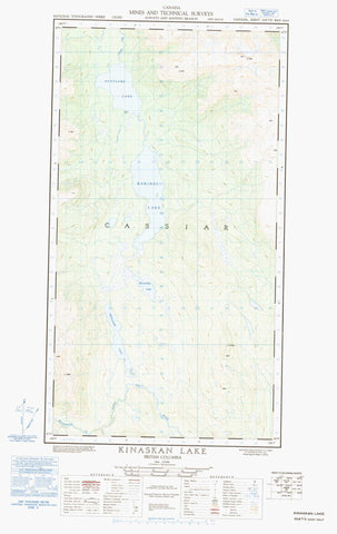 104G09W Kinaskan Lake Canadian topographic map, 1:50,000 scale