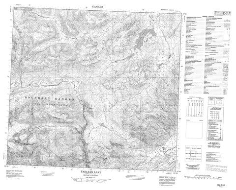 104G13 Tahltan Lake Canadian topographic map, 1:50,000 scale