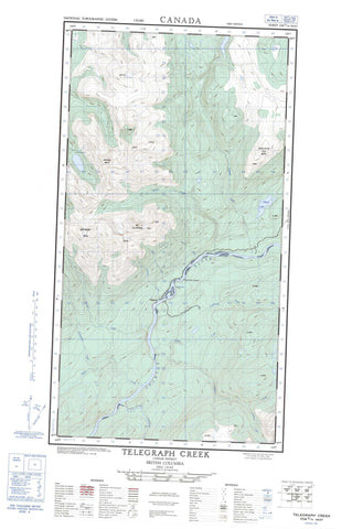 104G14W Telegraph Creek Canadian topographic map, 1:50,000 scale