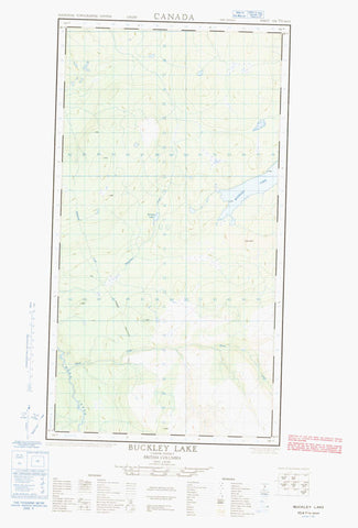 104G15W Buckley Lake Canadian topographic map, 1:50,000 scale