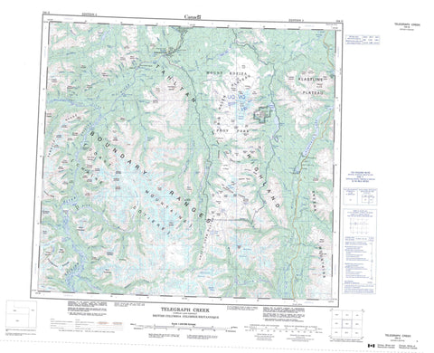 104G Telegraph Creek Canadian topographic map, 1:250,000 scale