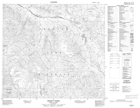 104H03 Sweeny Creek Canadian topographic map, 1:50,000 scale