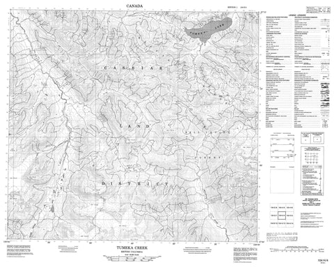 104H04 Tumeka Lake Canadian topographic map, 1:50,000 scale