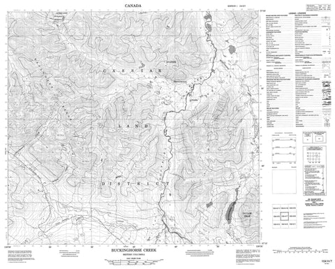 104H07 Buckinghorse Creek Canadian topographic map, 1:50,000 scale