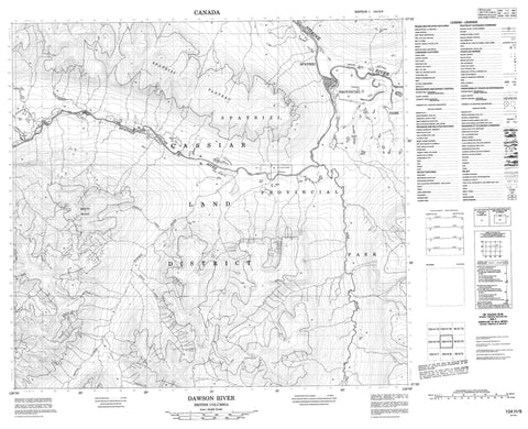 104H09 Dawson River Canadian topographic map, 1:50,000 scale