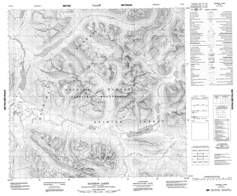 104I08 Rainbow Lakes Canadian topographic map, 1:50,000 scale