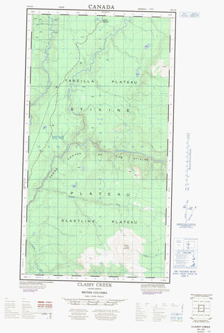 104J02E Classy Creek Canadian topographic map, 1:50,000 scale