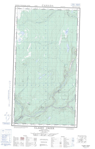 104J02W Classy Creek Canadian topographic map, 1:50,000 scale