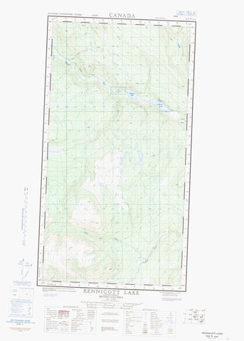 104J04E Kennicott Lake Canadian topographic map, 1:50,000 scale