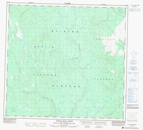 104J07 Little Tuya River Canadian topographic map, 1:50,000 scale