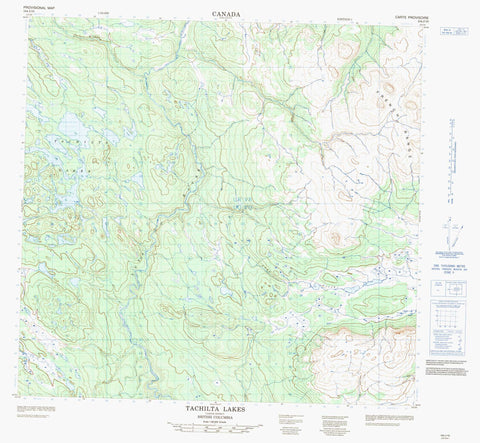 104J10 Tachilta Lakes Canadian topographic map, 1:50,000 scale