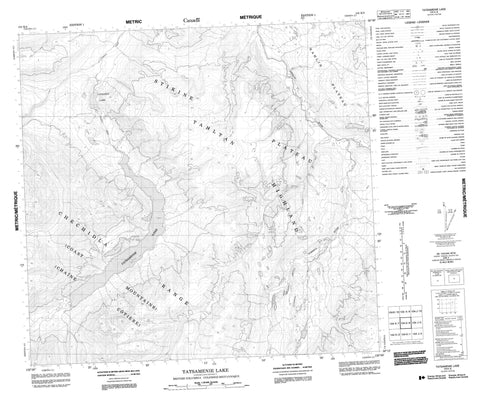 104K08 Tatsamenie Lake Canadian topographic map, 1:50,000 scale