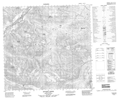 104K11 Stuhini Creek Canadian topographic map, 1:50,000 scale