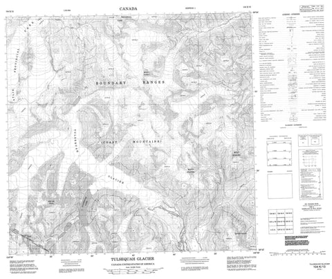 104K13 Tulsequah Glacier Canadian topographic map, 1:50,000 scale