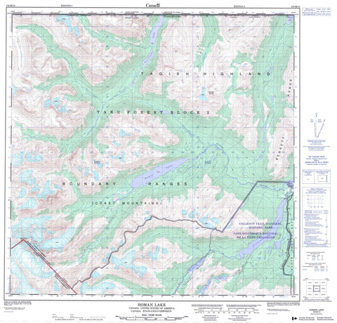 104M14 Homan Lake Canadian topographic map, 1:50,000 scale