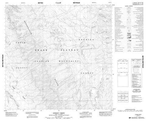 104P07 Johnny Creek Canadian topographic map, 1:50,000 scale