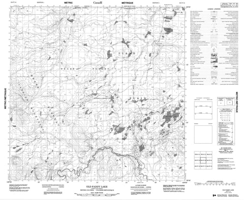 104P14 Old Faddy Lake Canadian topographic map, 1:50,000 scale