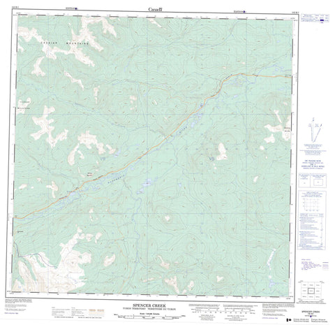 105B01 Spencer Creek Canadian topographic map, 1:50,000 scale