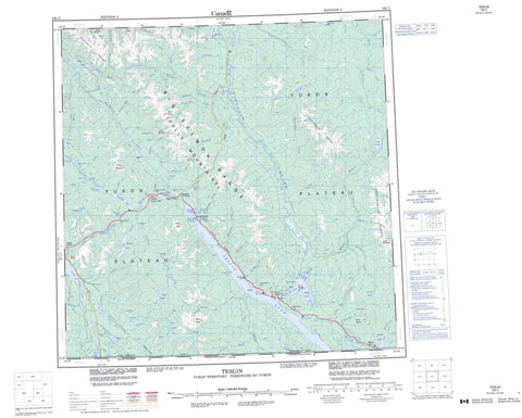 105C Teslin Canadian topographic map, 1:250,000 scale