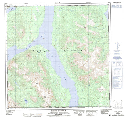 105D01 Jubilee Mountain Canadian topographic map, 1:50,000 scale