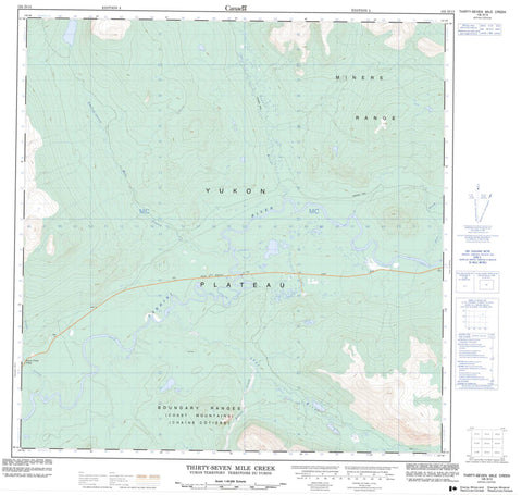 105D13 Thirty Seven Mile Creek Canadian topographic map, 1:50,000 scale