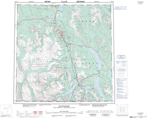 105D Whitehorse Canadian topographic map, 1:250,000 scale