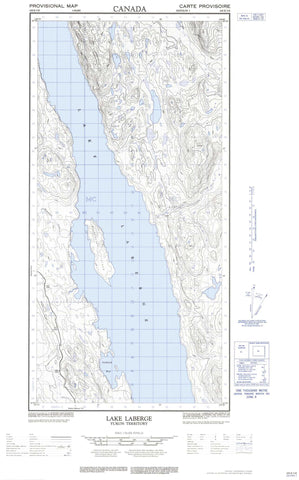 105E03E Lake Laberge Canadian topographic map, 1:50,000 scale