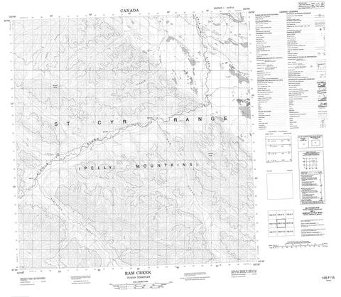 105F15 Ram Creek Canadian topographic map, 1:50,000 scale