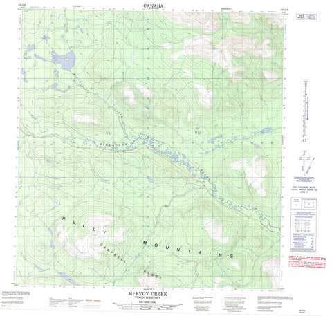 105G09 Mcevoy Creek Canadian topographic map, 1:50,000 scale