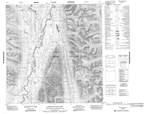 105H01 Lower Hyland Lake Canadian topographic map, 1:50,000 scale