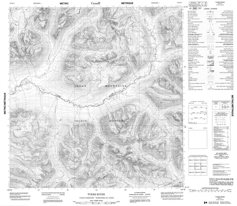 105H07 Tyers River Canadian topographic map, 1:50,000 scale