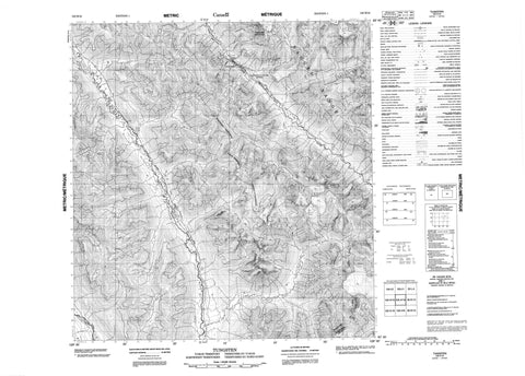 105H16 Tungsten Canadian topographic map, 1:50,000 scale