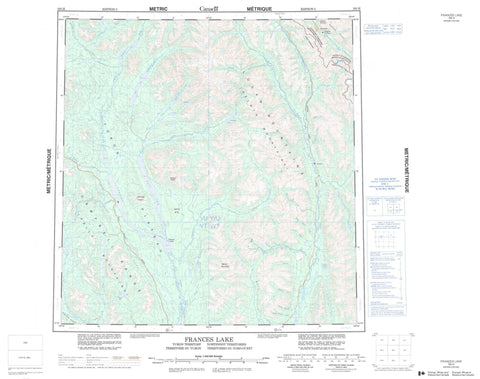 105H Frances Lake Canadian topographic map, 1:250,000 scale