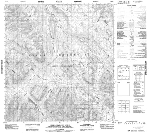 105I02 Upper Hyland Lake Canadian topographic map, 1:50,000 scale