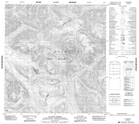 105I06 Placer Creek Canadian topographic map, 1:50,000 scale