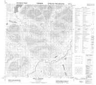 105J08 Wolf Canyon Canadian topographic map, 1:50,000 scale