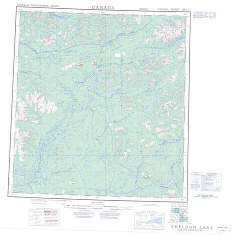 105J Sheldon Lake Canadian topographic map, 1:250,000 scale