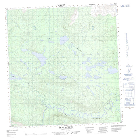 105K01 Tenas Creek Canadian topographic map, 1:50,000 scale