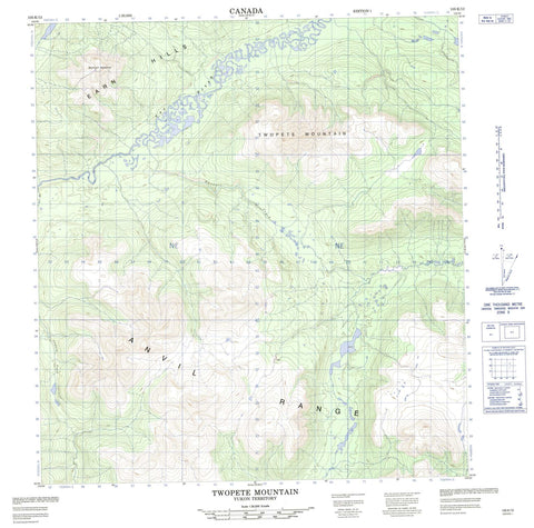 105K12 Twopete Mountain Canadian topographic map, 1:50,000 scale