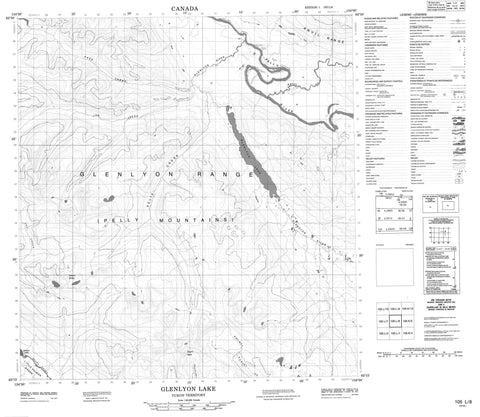 105L08 Glenlyon Lake Canadian topographic map, 1:50,000 scale