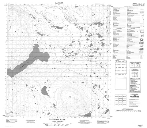 105L12 Tatlmain Lake Canadian topographic map, 1:50,000 scale