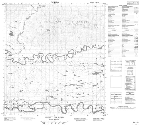 105L14 Safety Pin Bend Canadian topographic map, 1:50,000 scale