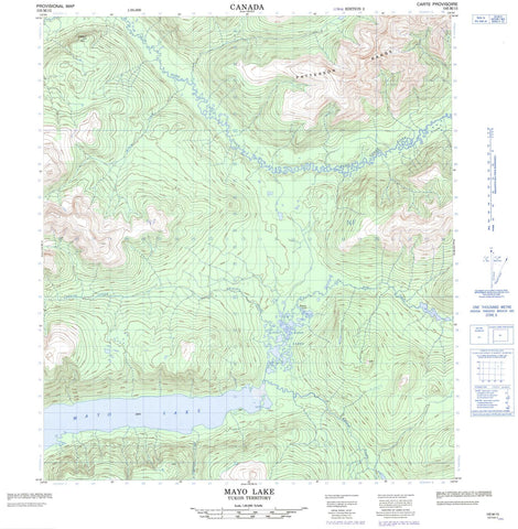 105M15 Mayo Lake Canadian topographic map, 1:50,000 scale