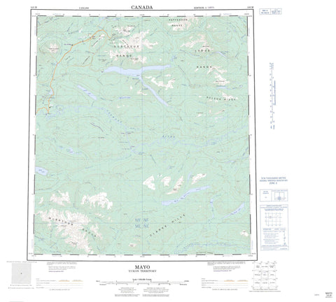 105M Mayo Canadian topographic map, 1:250,000 scale