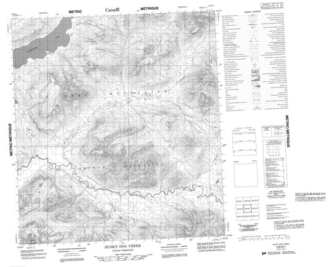 105N01 Husky Dog Creek Canadian topographic map, 1:50,000 scale