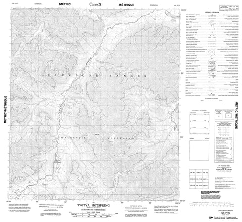 105P13 Twitya Hotspring Canadian topographic map, 1:50,000 scale