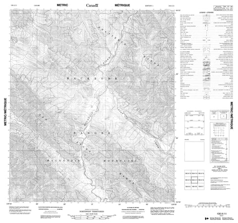 106A11 No Title Canadian topographic map, 1:50,000 scale