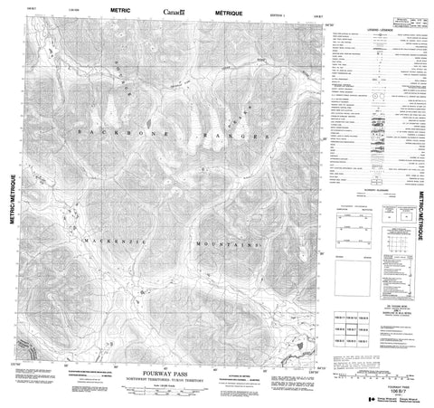 106B07 Fourway Pass Canadian topographic map, 1:50,000 scale